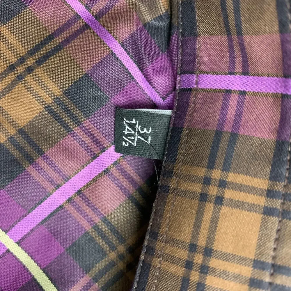 GUCCI Size XS Purple Brown Plaid Button Up Long Sleeve Shirt